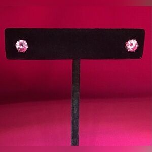 Pink Rhinestone Stud Earrings